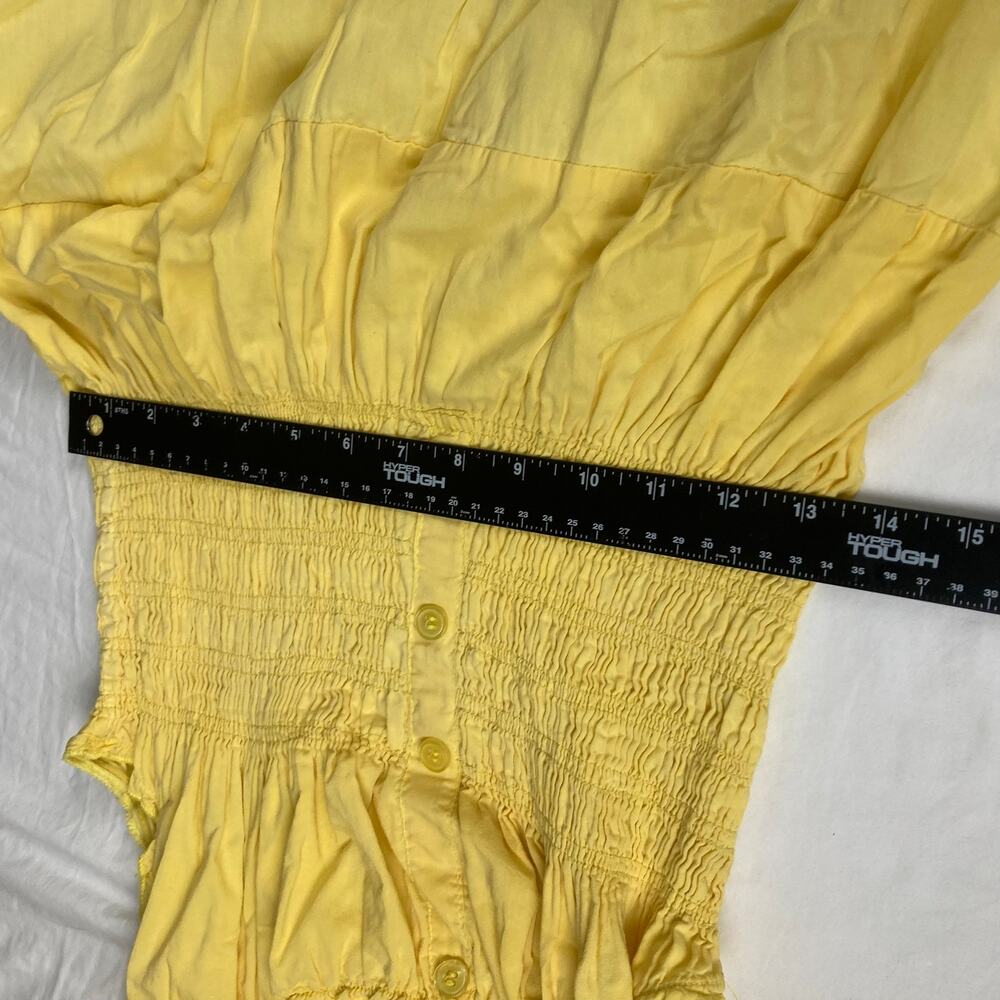 Speed Contral New York Milkmaid Dress Butter Yellow M? Lined Maxi Tiered Smocked - Picture 13 of 15